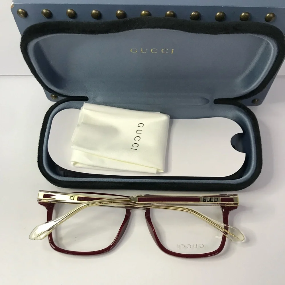 Gucci Men GG0561ON 003 Red CRYSTAL Rectangle/Square Eyeglasses
